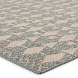 Vibe by Jaipur Living Maji Indoor/ Outdoor Geometric Sea Green/ Beige Area Rug