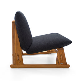 Contemporary Maia Chair in Teak Finish and Charcoal Fabric