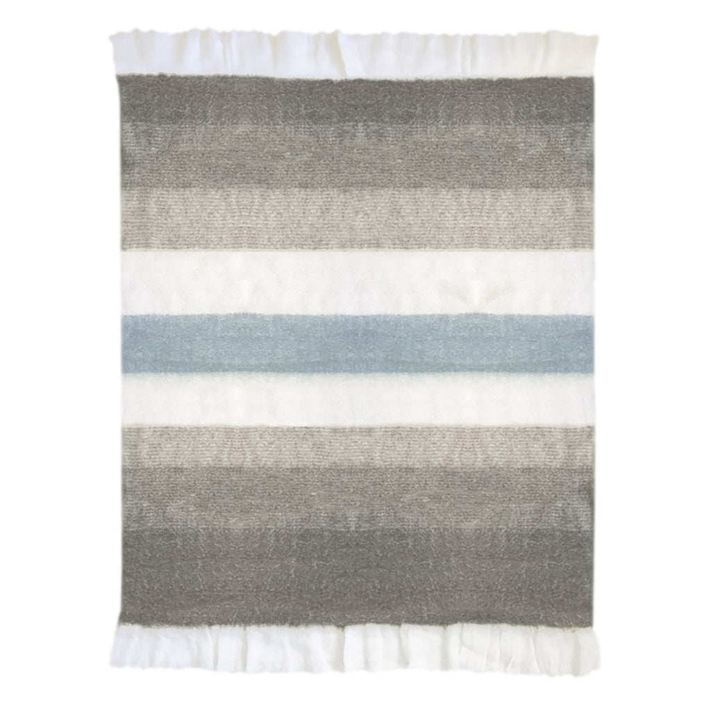 Tahoe Handwoven Wool Blend 49x59 Throw Blanket in Off White and Grey