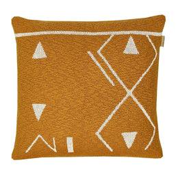 Bella Handwoven Cotton Blend 20x20 Square Throw Pillow in Mustard Yellow with a Cream Modern Pattern