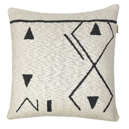 Bella Handwoven Cotton Blend 20x20 Square Throw Pillow in Cream with a Black Modern Pattern