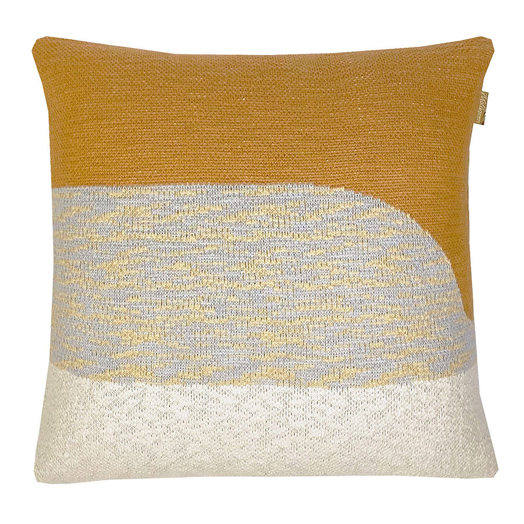 Bella Handwoven Cotton Blend 20x20 Square Throw Pillow in Cream and Mustard Yellow