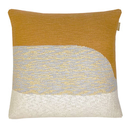 Bella Handwoven Cotton Blend 20x20 Square Throw Pillow in Cream and Mustard Yellow