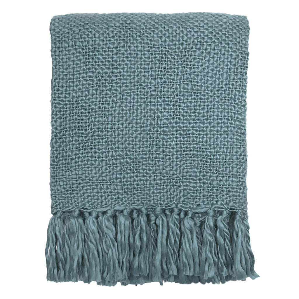 Cole Handwoven Acrylic 49x59 Throw Blanket in Dusty Blue