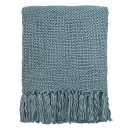 Cole Handwoven Acrylic 49x59 Throw Blanket in Dusty Blue