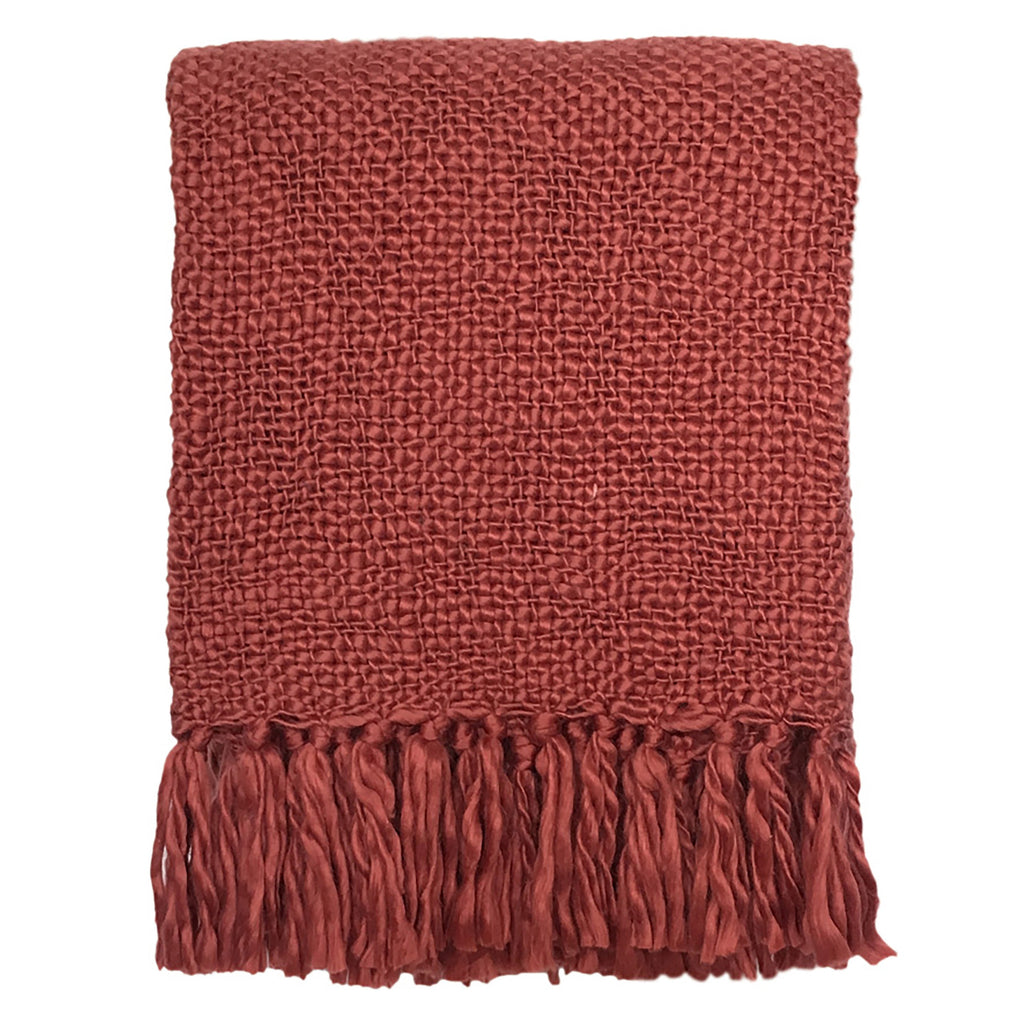 Cole Handwoven Acrylic 49x59 Throw Blanket in Berry Red