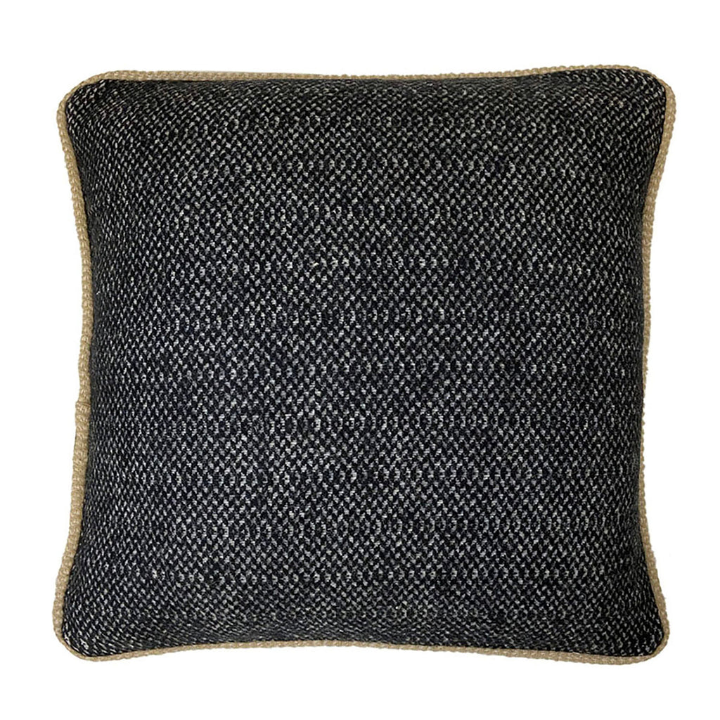 Alma Wool Blend Woven 20" Square Throw Pillow in Raven Black