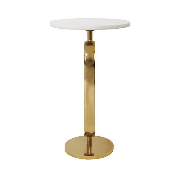 Round Side Table With Brass Racetrack Detail Base