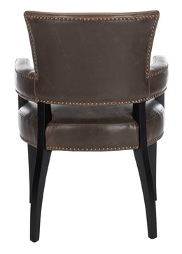 Desa 21''H Arm Chair - Antique Brown / Black, Brass Nail Heads