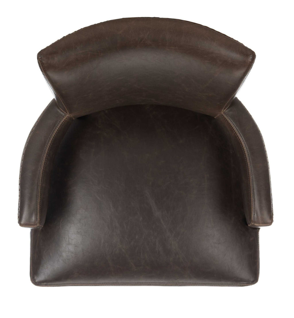 Desa 21''H Arm Chair - Antique Brown / Black, Brass Nail Heads