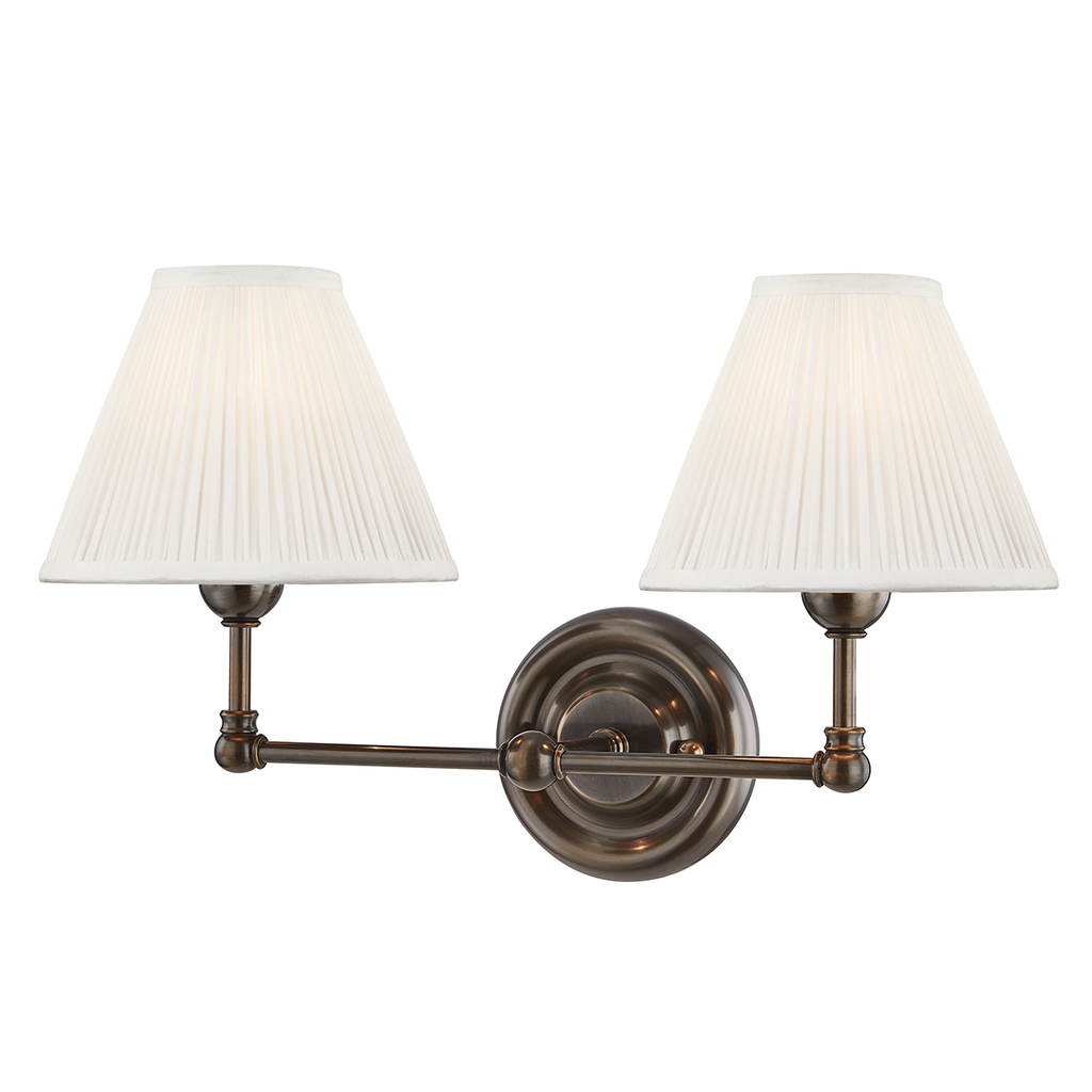 Classic No.1 Wall Sconce Silk Shade, 18" - Distressed Bronze