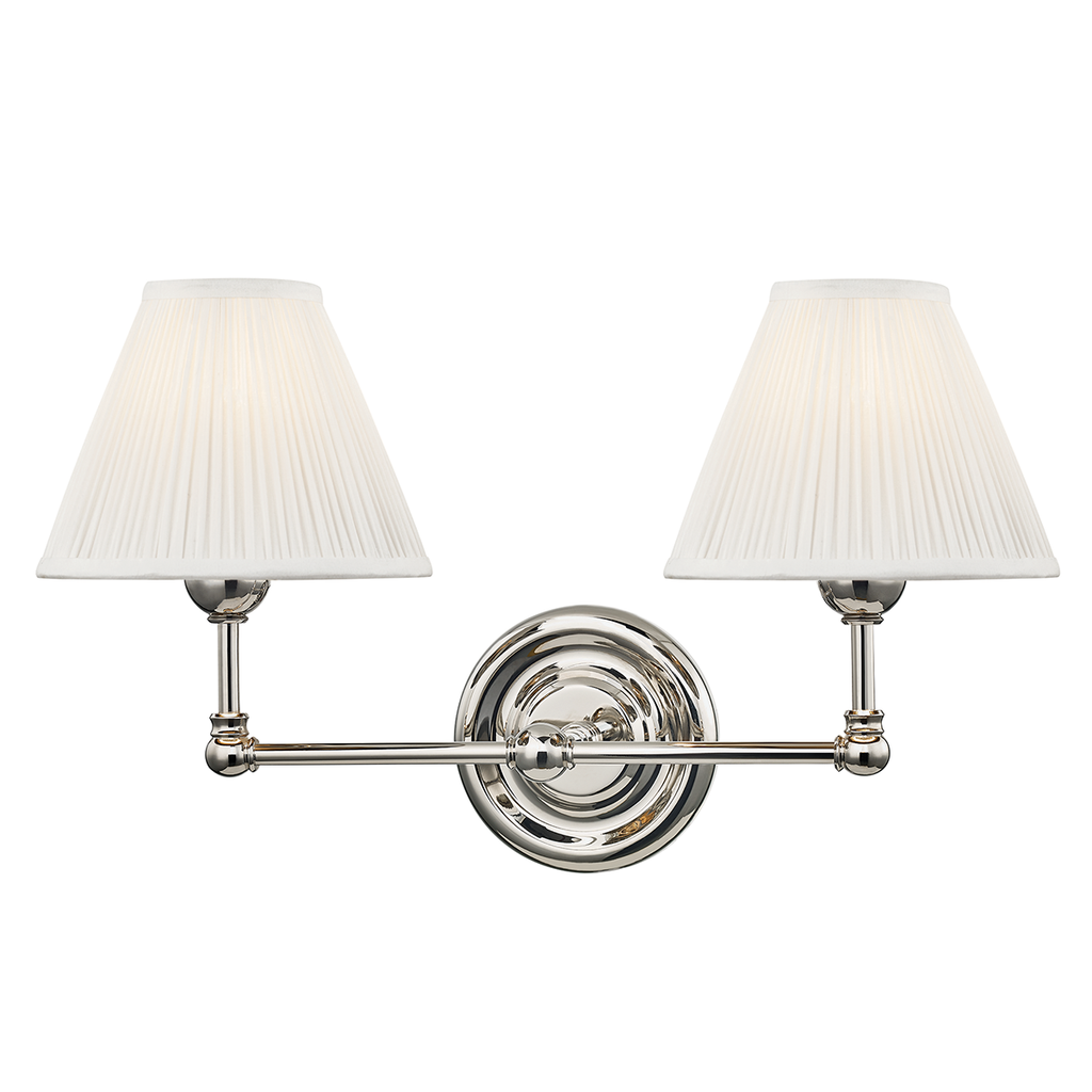 Classic No.1 Wall Sconce Silk Shade, 18" - Polished Nickel