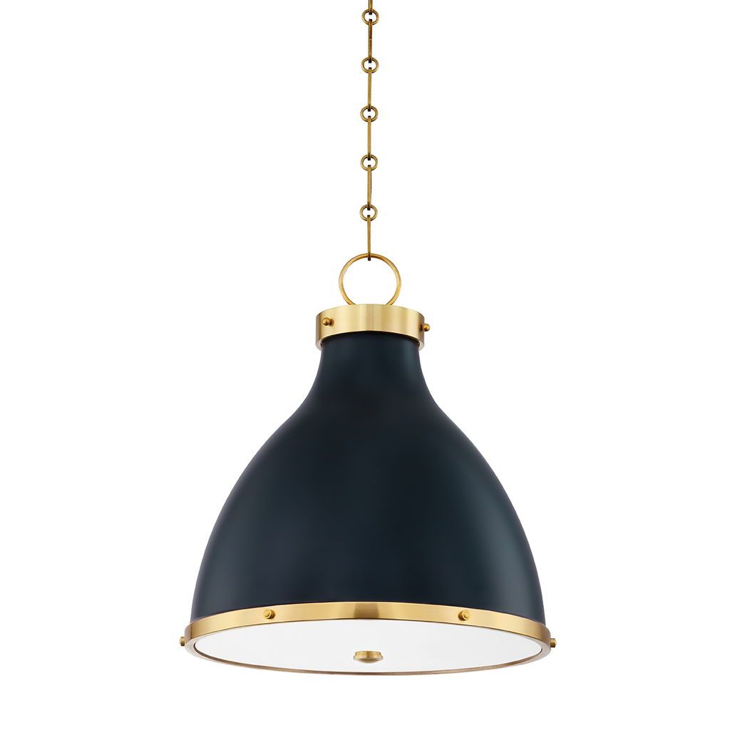 Painted No. 3 2 Light Pendant - Aged Brass/Darkest Blue