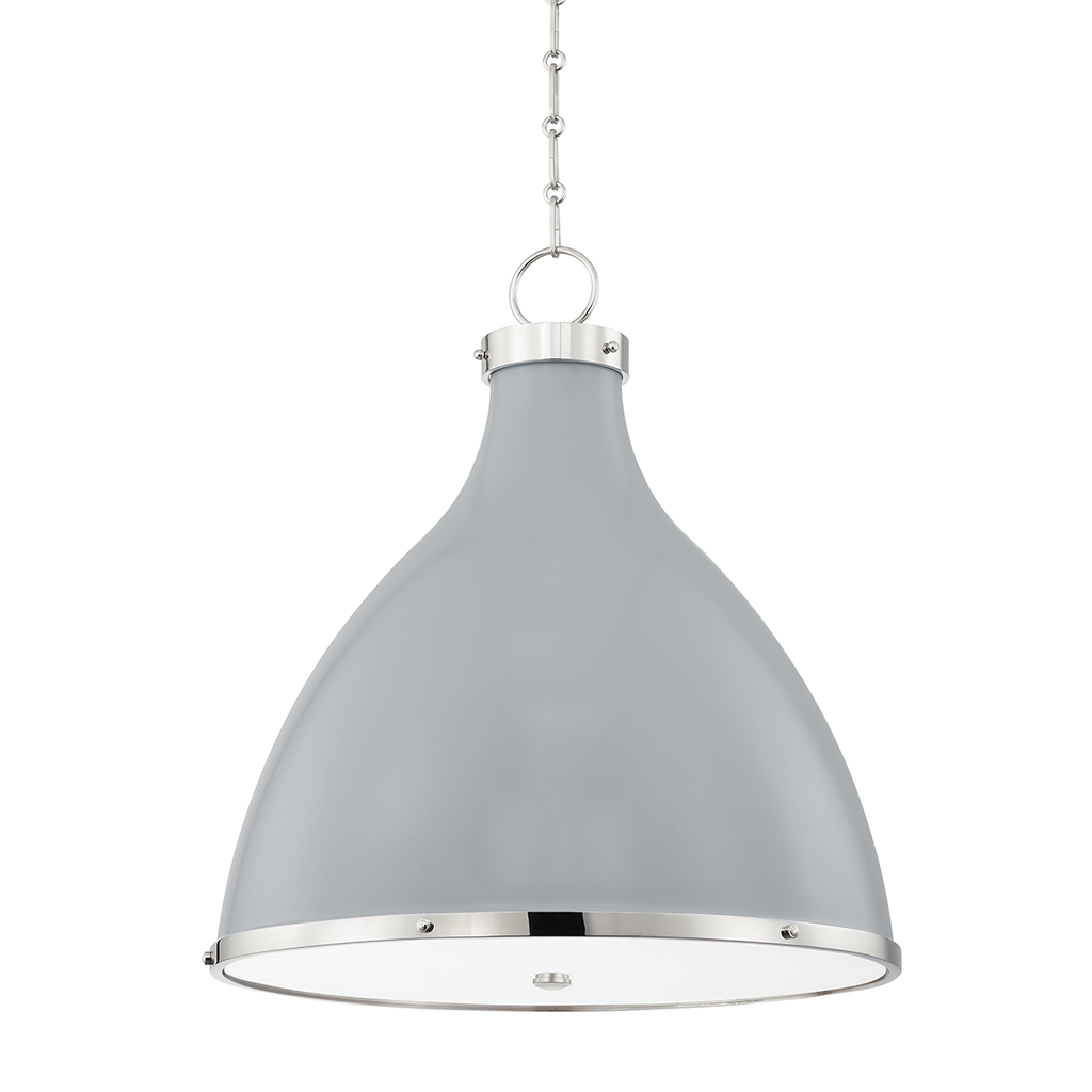 Painted No. 3 3 Light Pendant - Polished Nickel/Parma Gray Combo