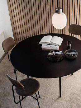 Snaregade Dining Table, Round 54 in, Black/Black Veneer