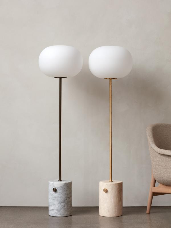 JWDA Floor Lamp, White Marble, Bronzed Brass