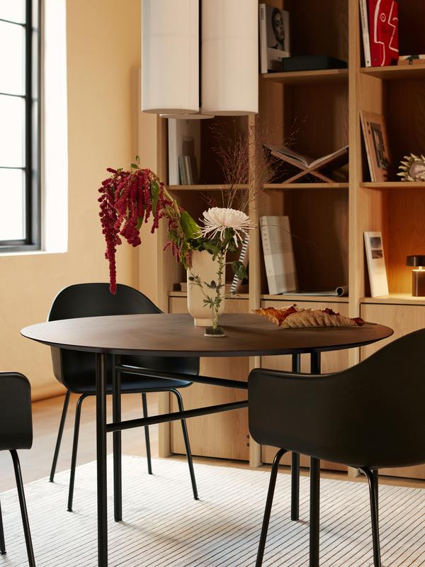 Harbour Dining Chair, Black Legs, Light Grey Shell Seat