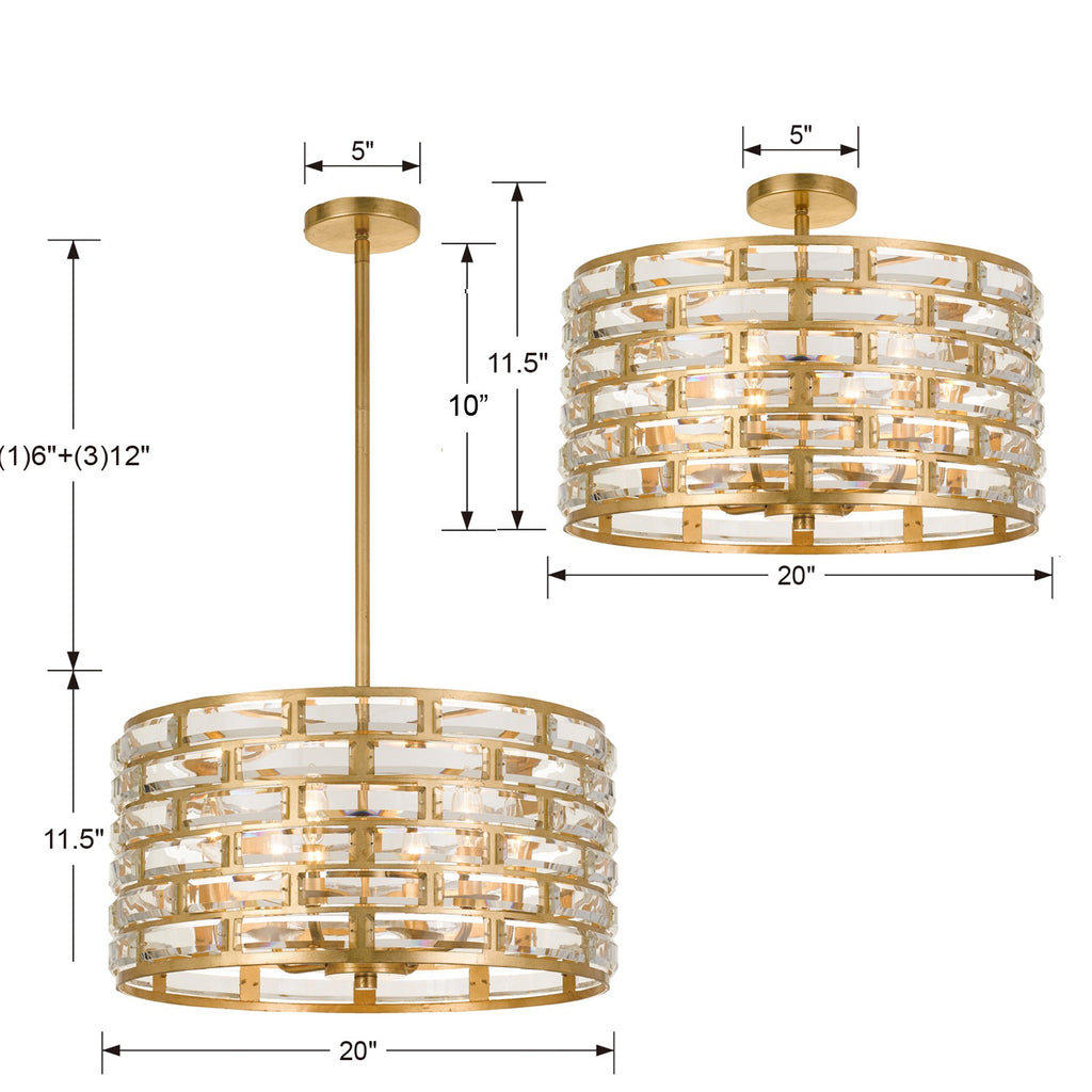 Meridian 6 Light Semi Flush