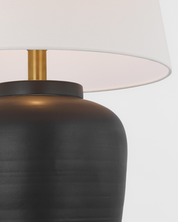 Nora Medium Table Lamp - Matte Black With Linen Shade