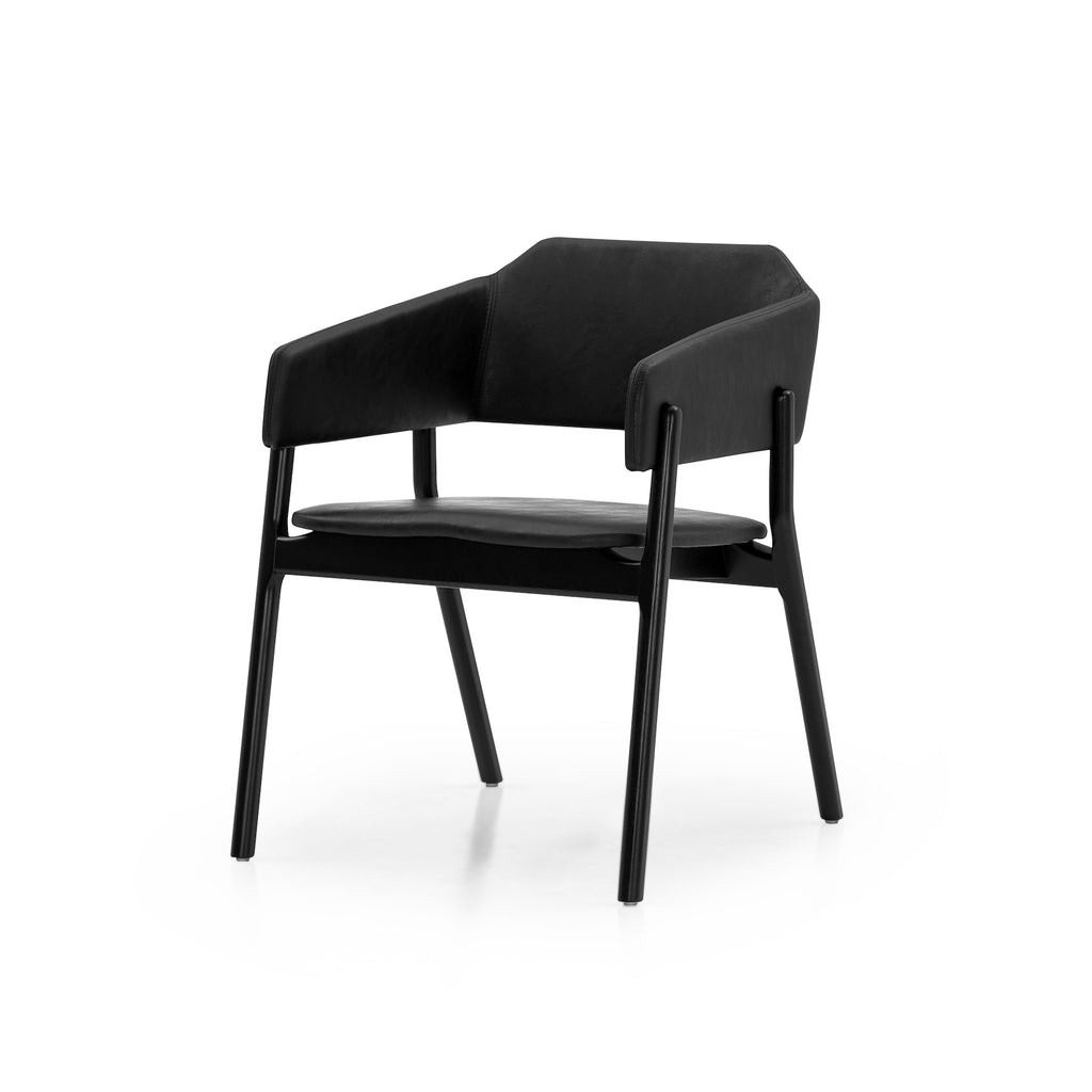 Stuzi Chair in Black Fabric and Black Colored Wood