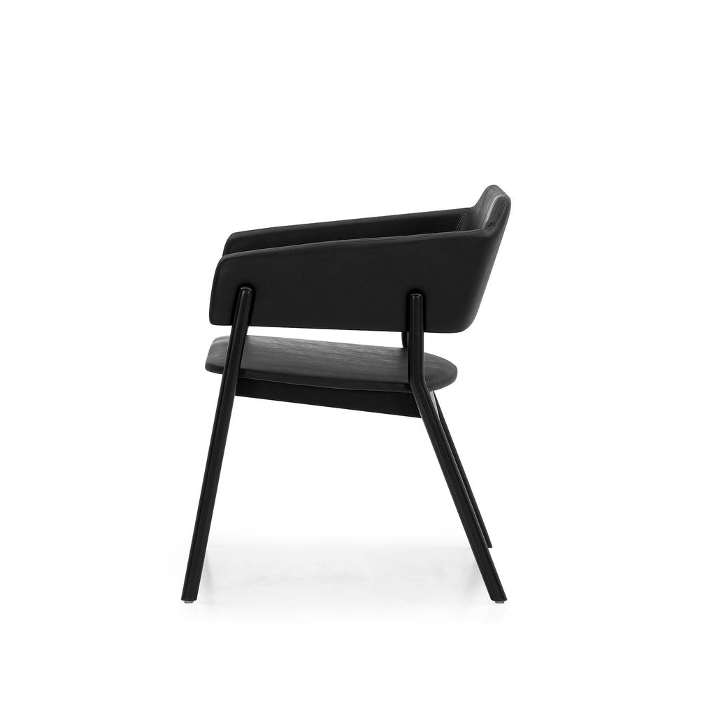 Stuzi Chair in Black Fabric and Black Colored Wood