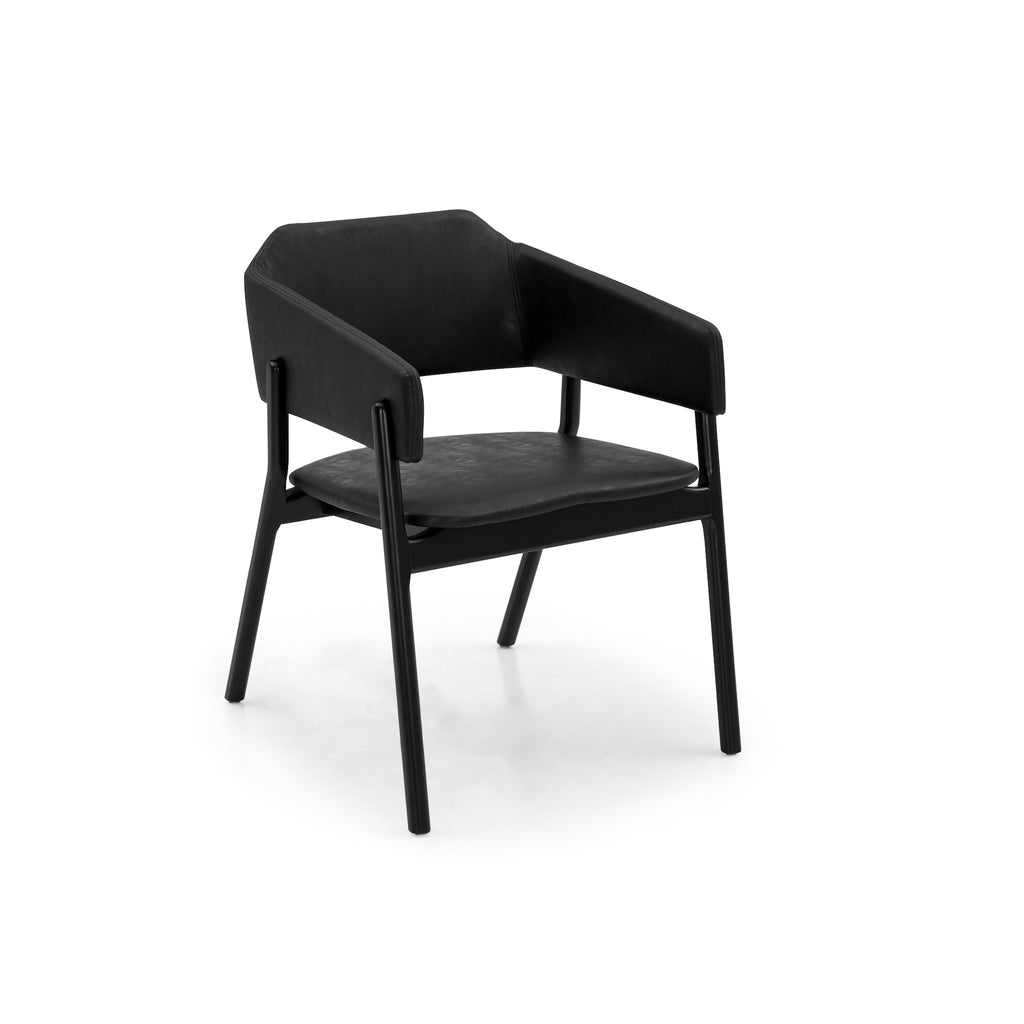 Stuzi Chair in Black Fabric and Black Colored Wood