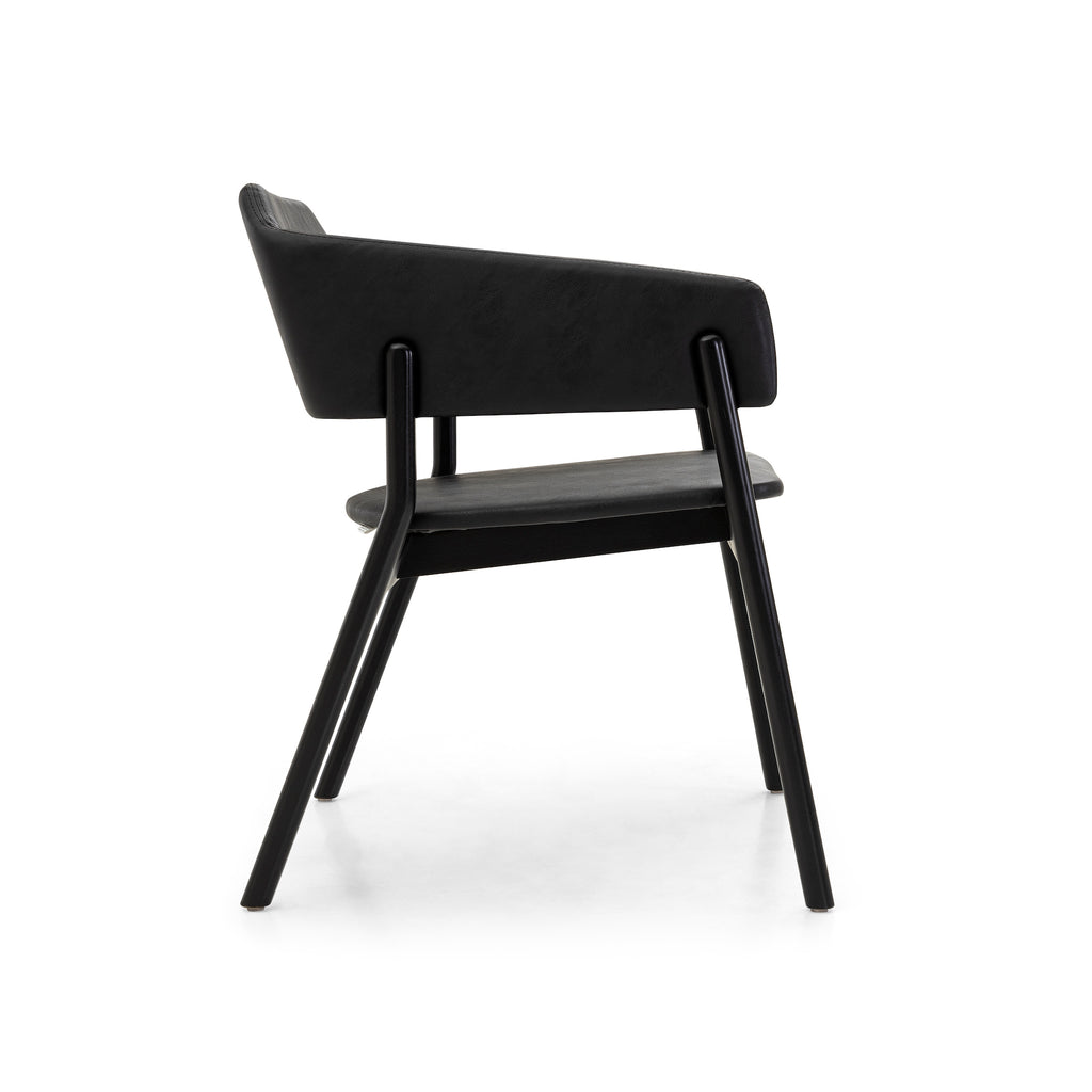 Stuzi Chair in Black Fabric and Black Colored Wood