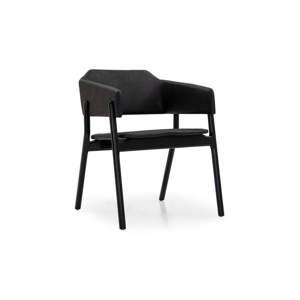 Stuzi Chair in Black Fabric and Black Colored Wood