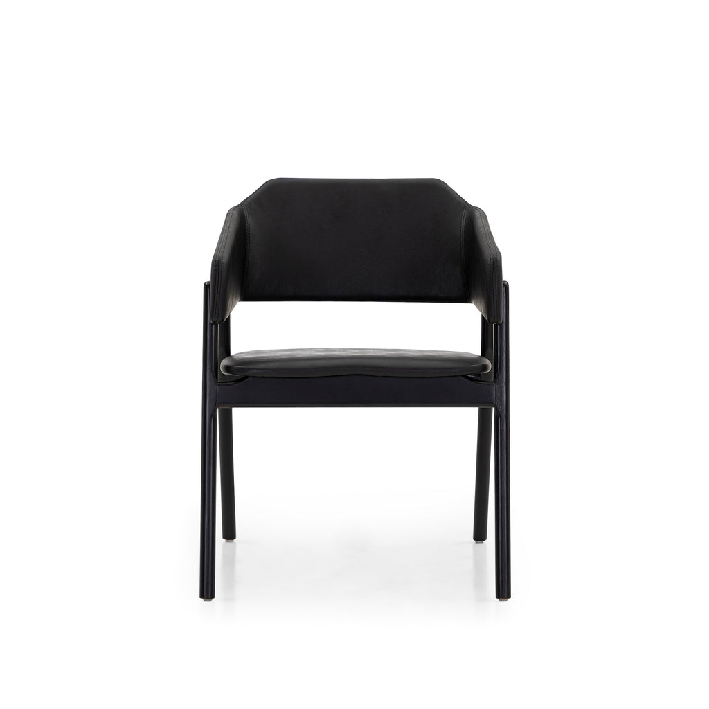 Stuzi Chair in Black Fabric and Black Colored Wood