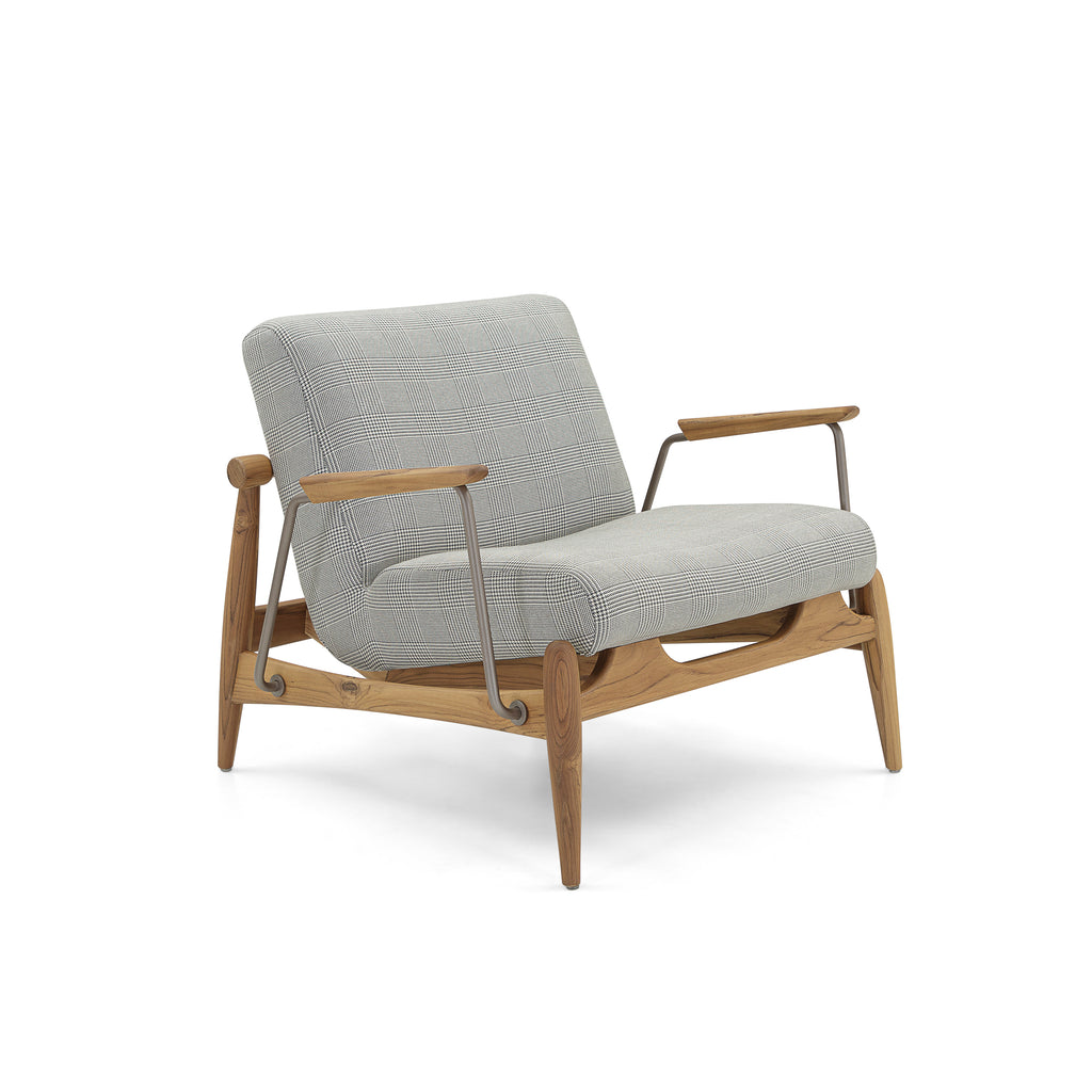 Win Armchair Featuring Metal & Teak Frame with Fabric Seating