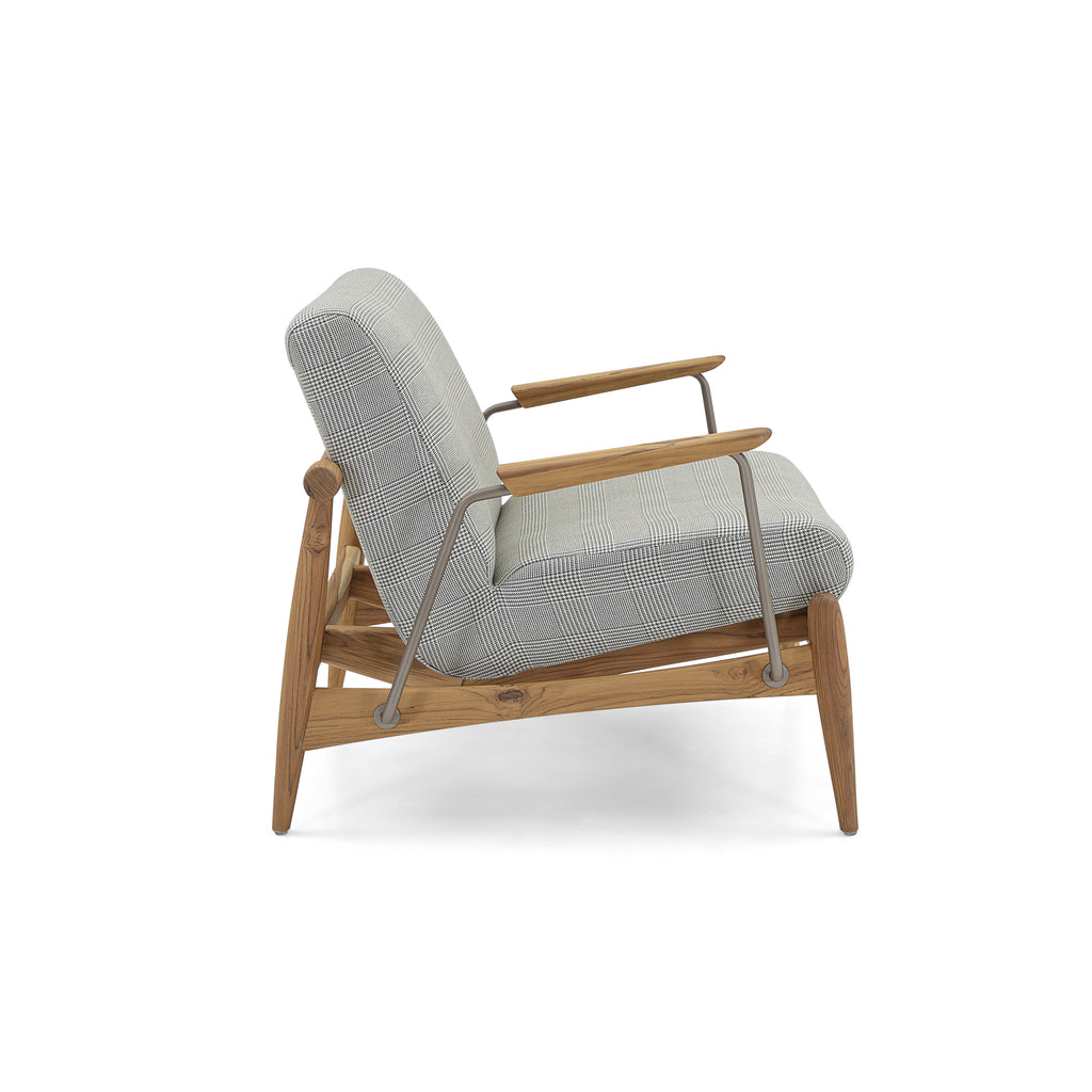 Win Armchair Featuring Metal & Teak Frame with Fabric Seating