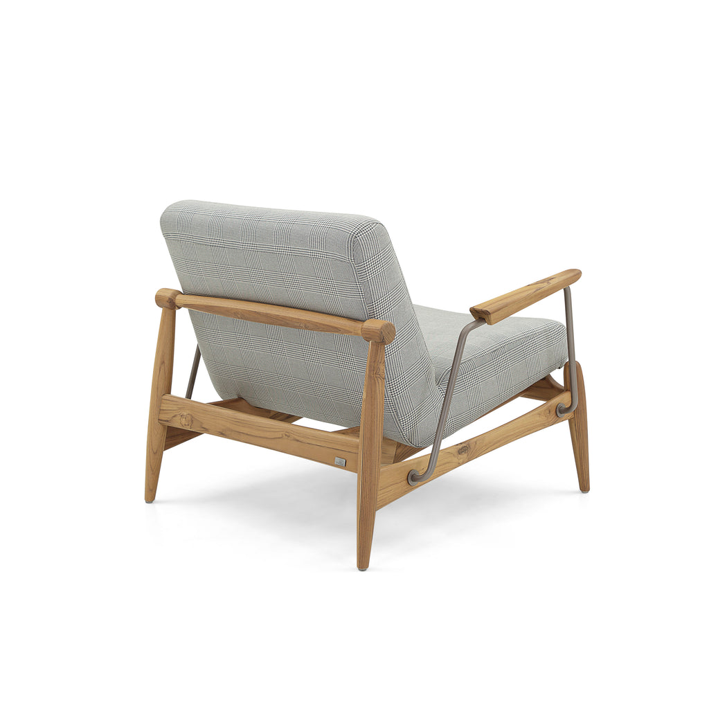 Win Armchair Featuring Metal & Teak Frame with Fabric Seating