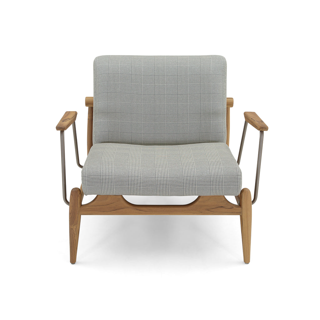 Win Armchair Featuring Metal & Teak Frame with Fabric Seating