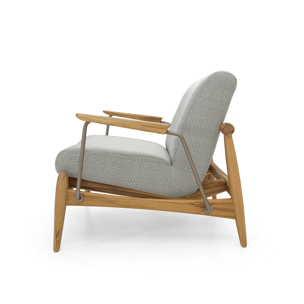 Win Armchair Featuring Metal & Teak Frame with Fabric Seating