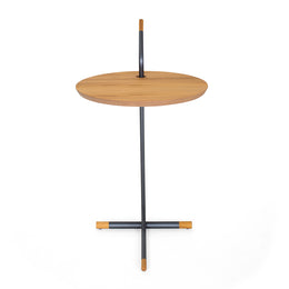 Like Side Table Featuring a Wood Top in Teak Finish & Metal Base