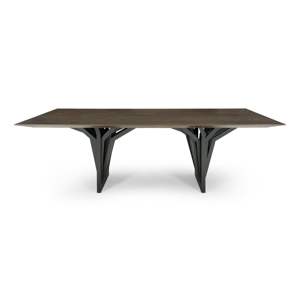 Radi Dining Table with Dark Walnut Veneered Table Top and Black Legs