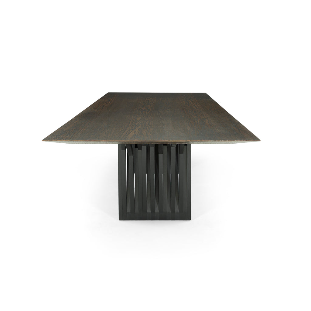 Radi Dining Table with Dark Walnut Veneered Table Top and Black Legs