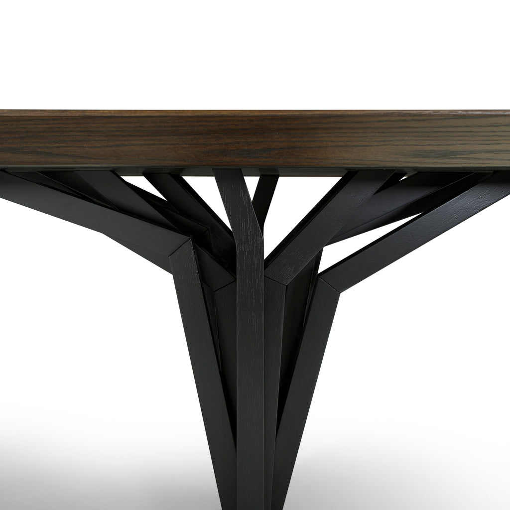 Radi Dining Table with Dark Walnut Veneered Table Top and Black Legs