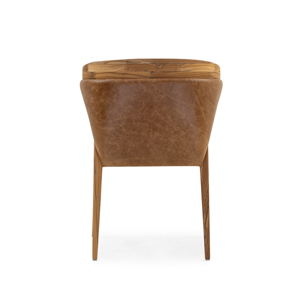 Shaped Mat Dining Chair in Teak and Leather