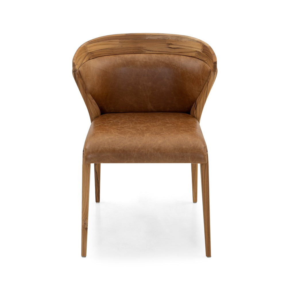 Shaped Mat Dining Chair in Teak and Leather