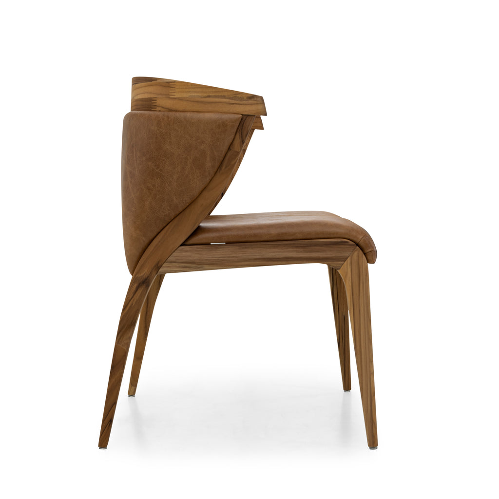 Shaped Mat Dining Chair in Teak and Leather