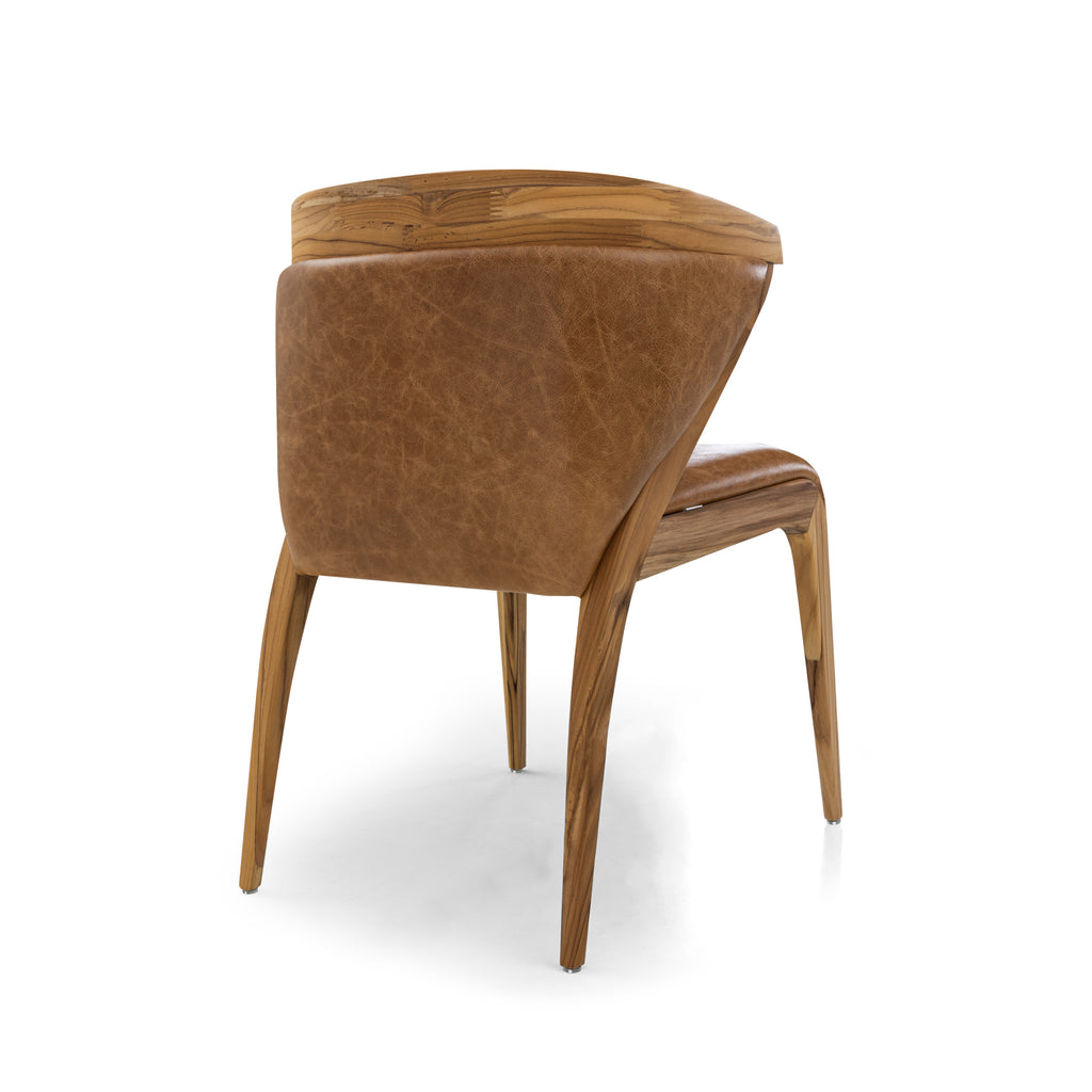 Shaped Mat Dining Chair in Teak and Leather