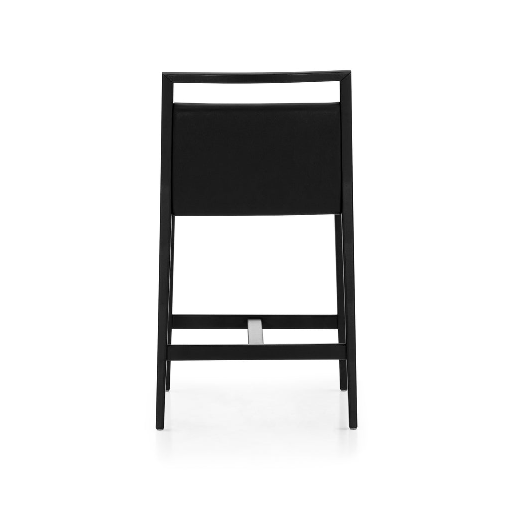 Sotto Counter Stool in Black Fabric and Black Colored Wood