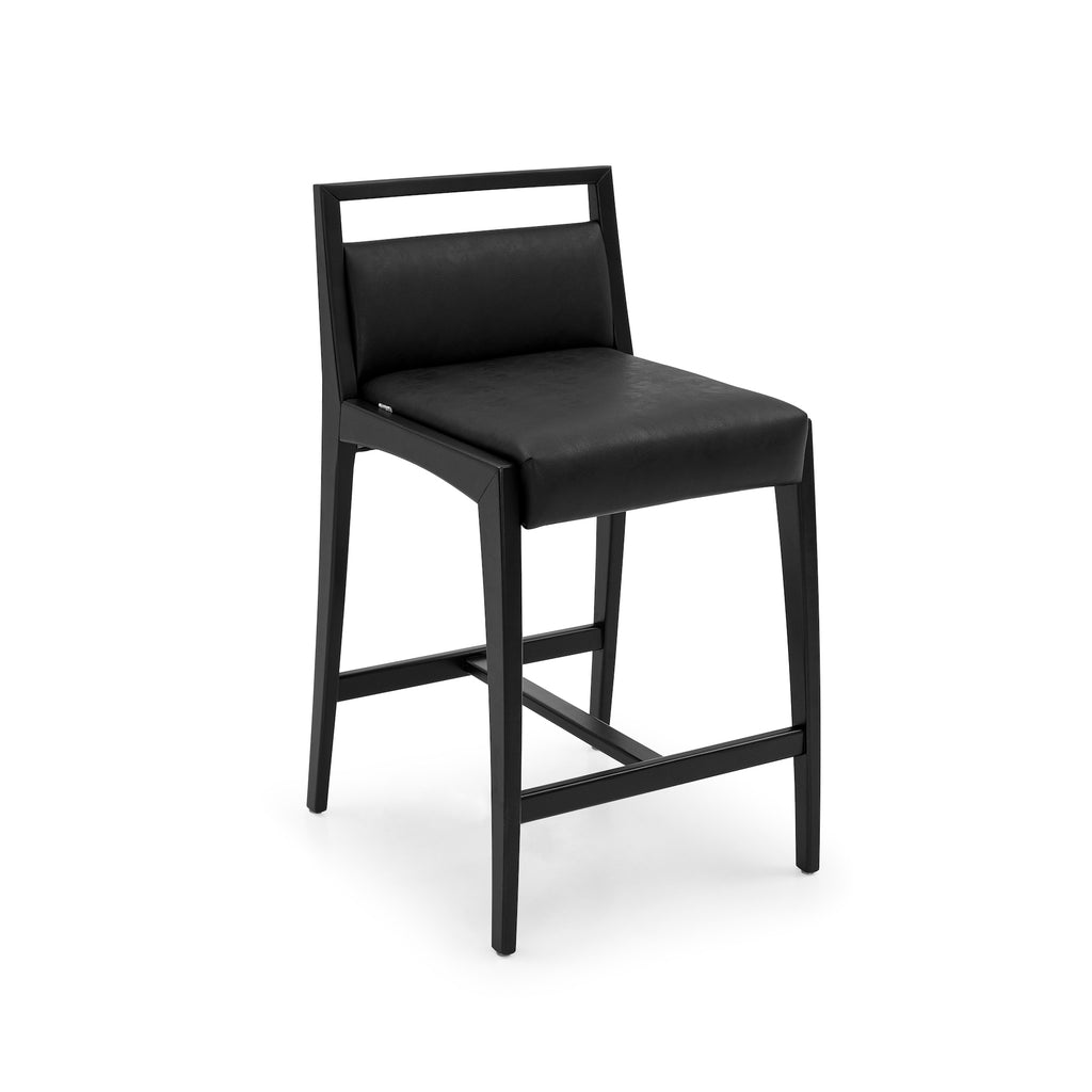 Sotto Counter Stool in Black Fabric and Black Colored Wood