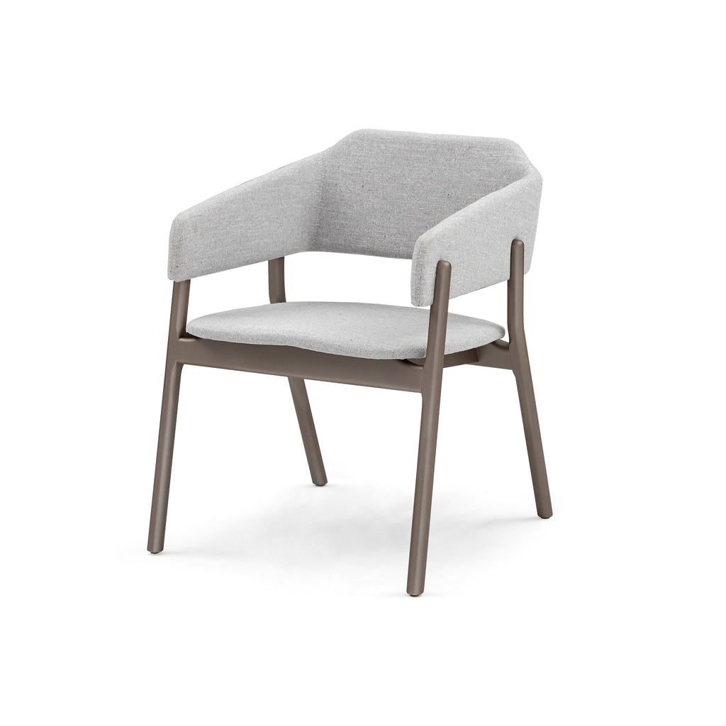 Stuzi Chair in Gray Fabric and Chocolate Colored Wood