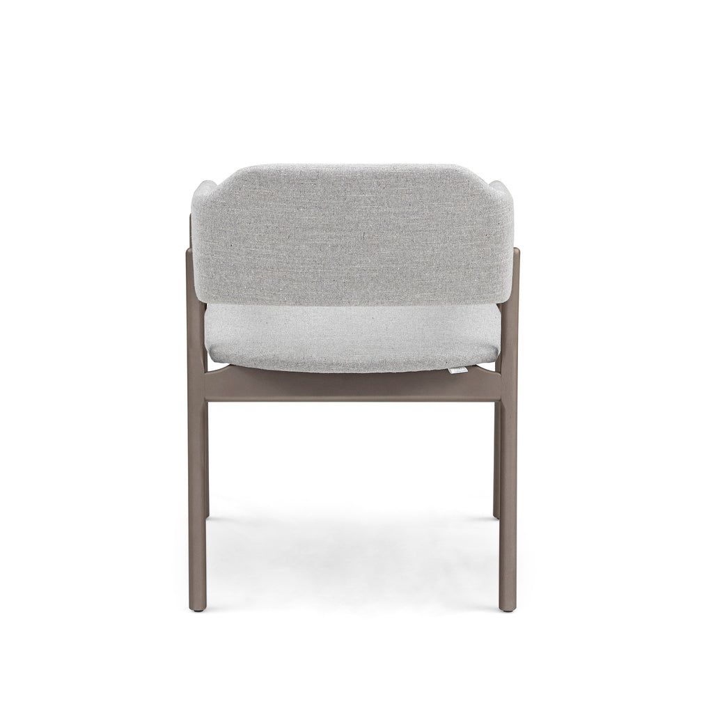 Stuzi Chair in Gray Fabric and Chocolate Colored Wood