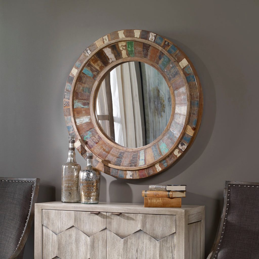 Jeremiah Round Wood Mirror