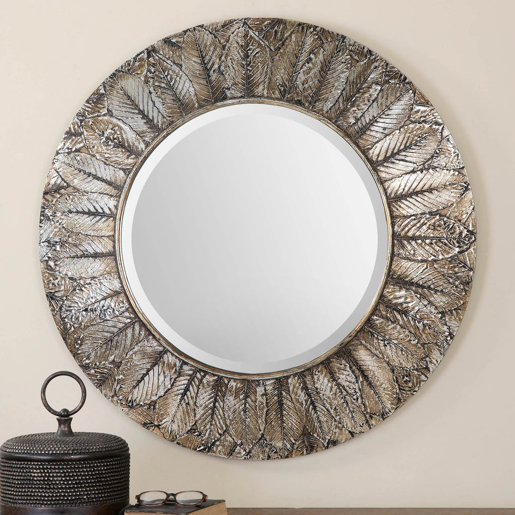 Foliage Round Silver Leaf Mirror