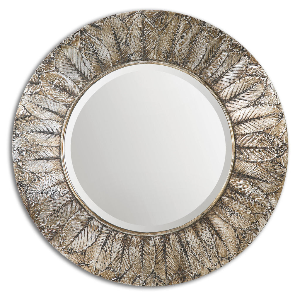 Foliage Round Silver Leaf Mirror