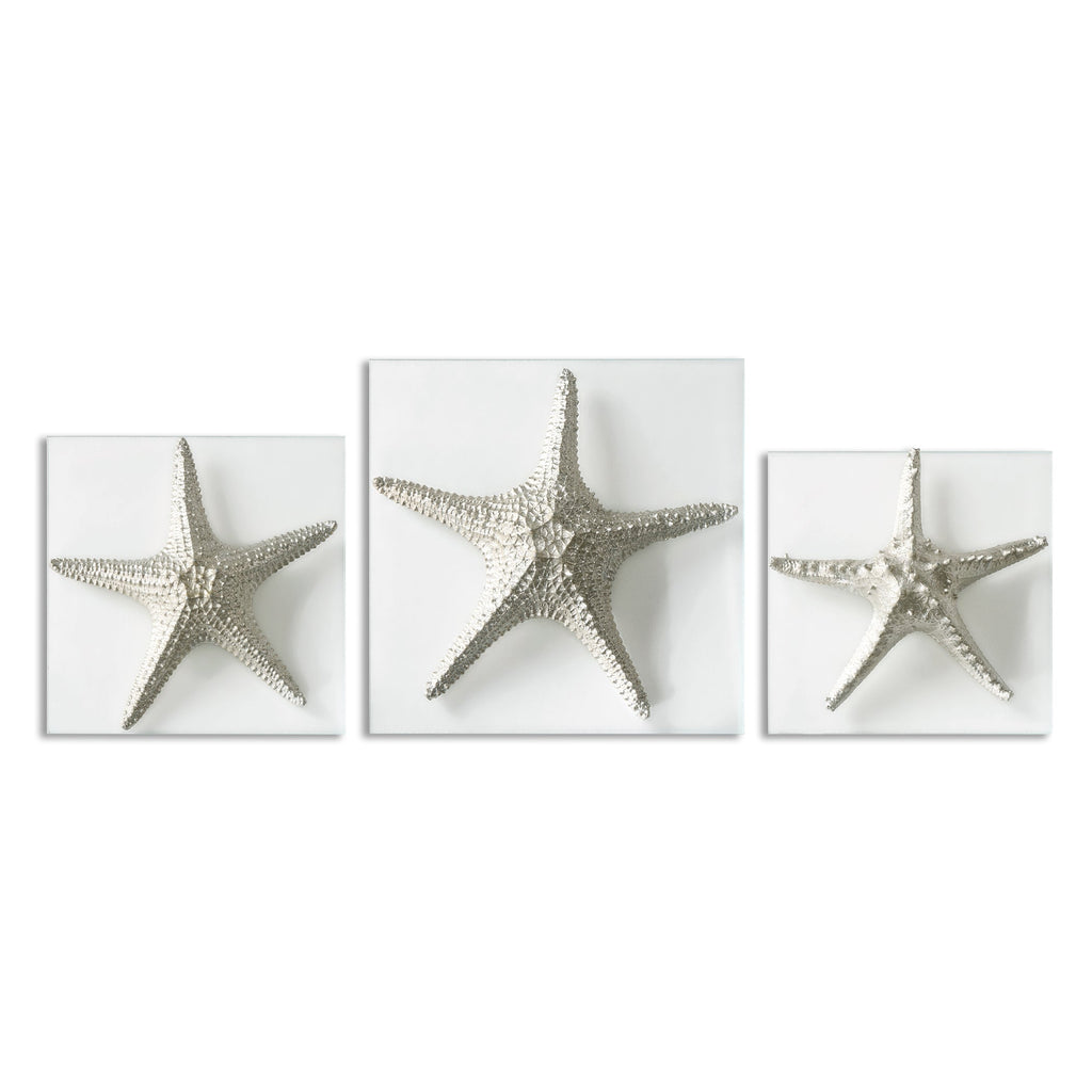 Silver Starfish Wall Art, Set of 3